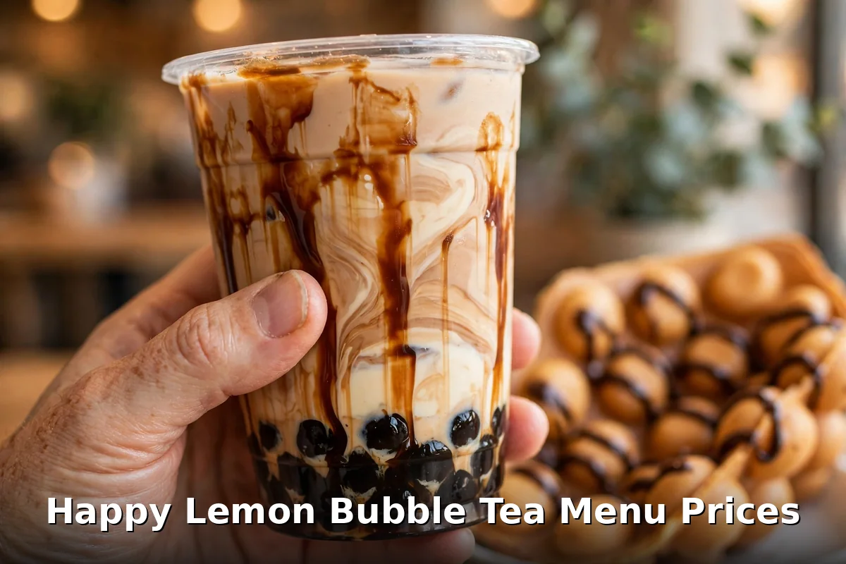 Happy Lemon bubble tea Canada menu prices: brown sugar boba milk tea, matcha latte and slush drinks