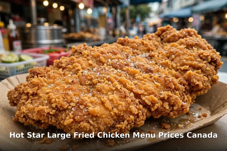 AI-generated giant Taiwanese fried chicken cutlet at a night-market stall, hot star menu prices canada 2026