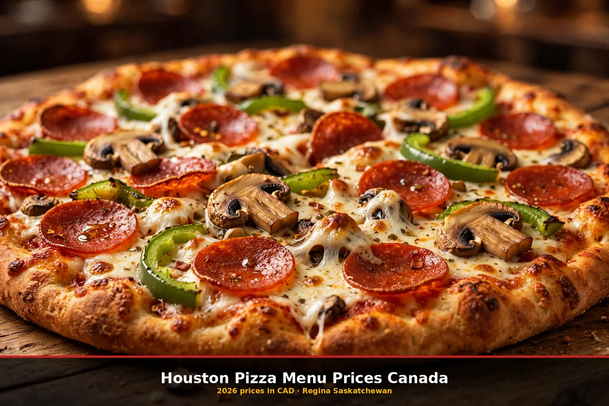 Houston Pizza menu prices Canada 2026: all-dressed pizza, Regina Saskatchewan