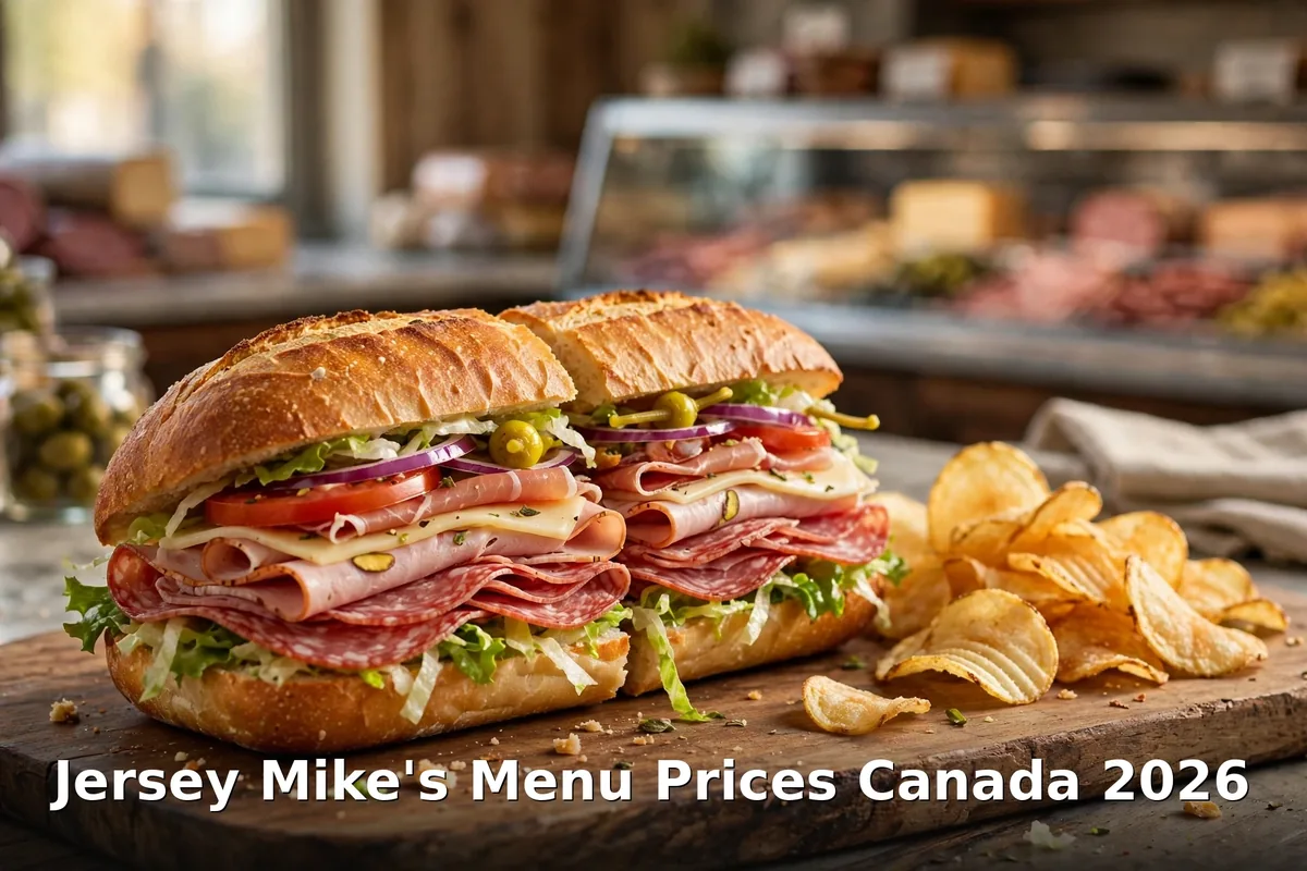 Jersey Mike's Menu Prices Canada 2026: sub sandwich with chips, jersey mike's menu prices
