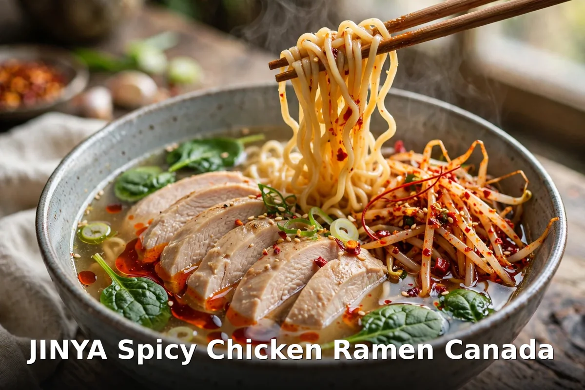 JINYA spicy chicken ramen with chicken chashu and spicy bean sprouts, jinya ramen prices canada