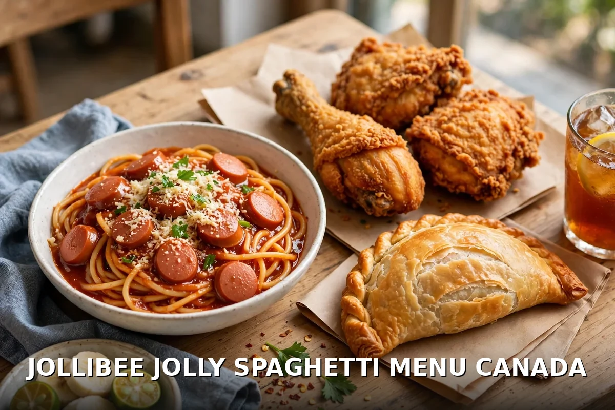 Jollibee Jolly Spaghetti menu prices Canada: sweet-style spaghetti with fried chicken and empanada, jollibee jolly spaghetti price