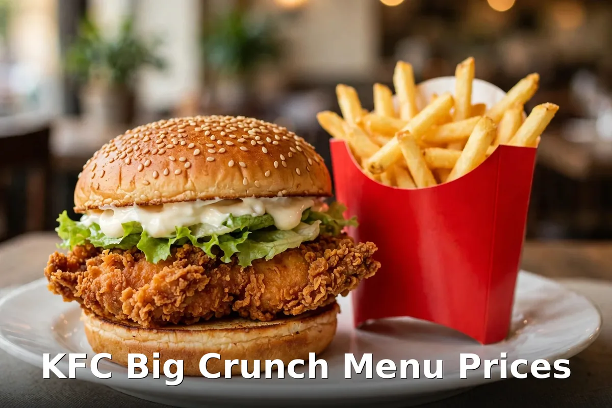 KFC Big Crunch menu prices - crispy chicken sandwich and fries Canada