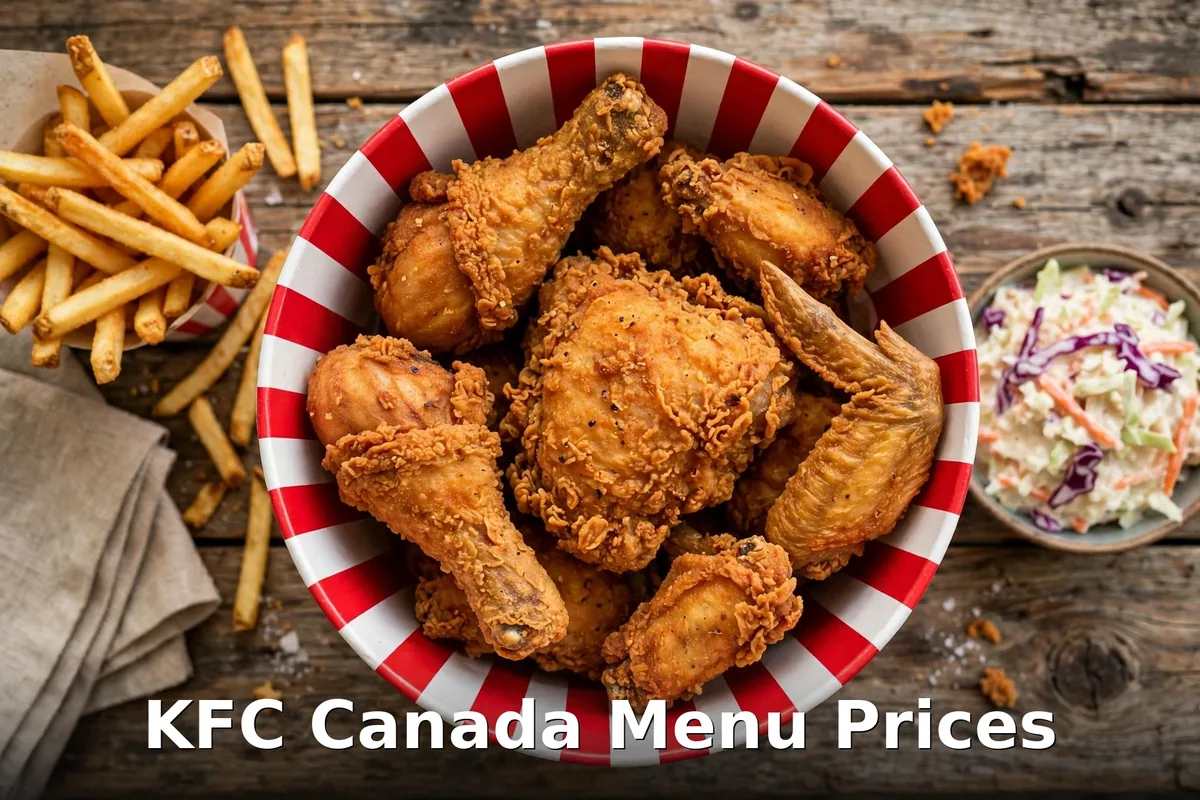 KFC Canada menu prices - golden fried chicken bucket Canada