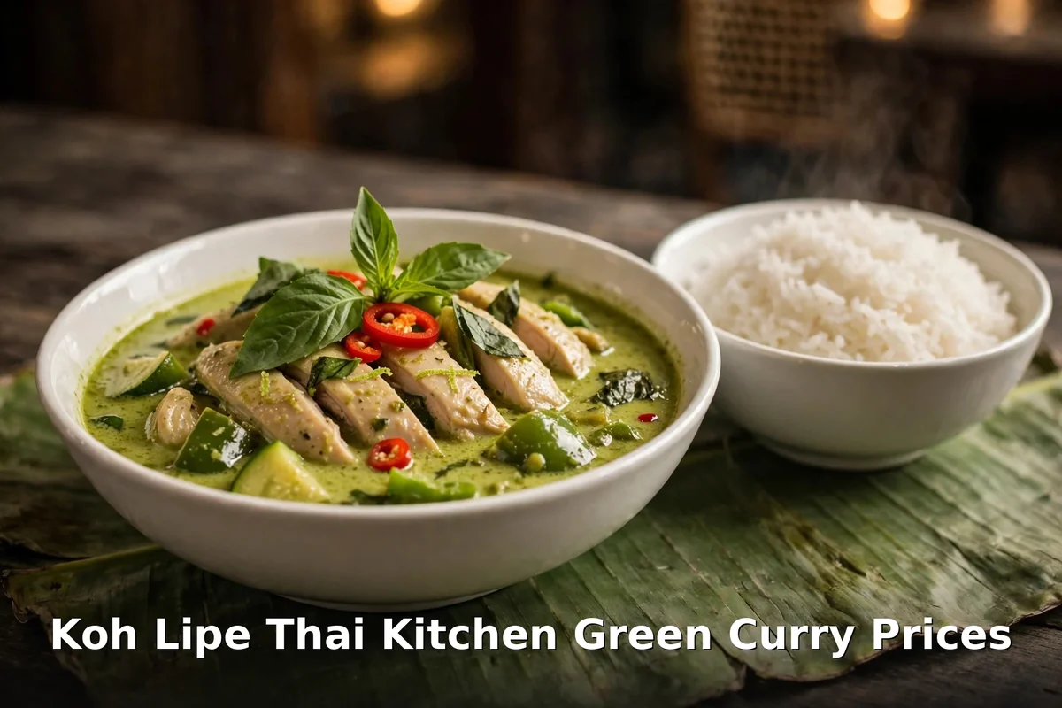 Koh Lipe Thai Kitchen green curry prices Toronto: chicken green curry bowl with jasmine rice, Koh Lipe Thai Kitchen menu prices Canada