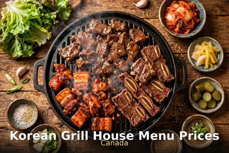 AI-generated Korean BBQ tabletop grill with marinated meats, korean grill house prices canada 2026
