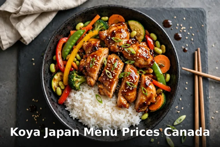 Koya Japan Menu Prices Canada - teppanyaki chicken stir fry with rice and teriyaki sauce