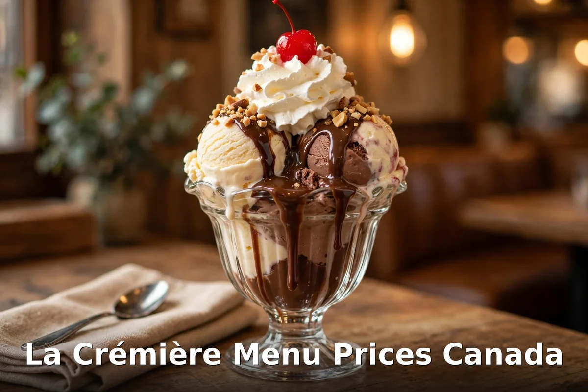 La Crémière sundae: ice cream sundae with chocolate sauce, la cremiere menu prices canada