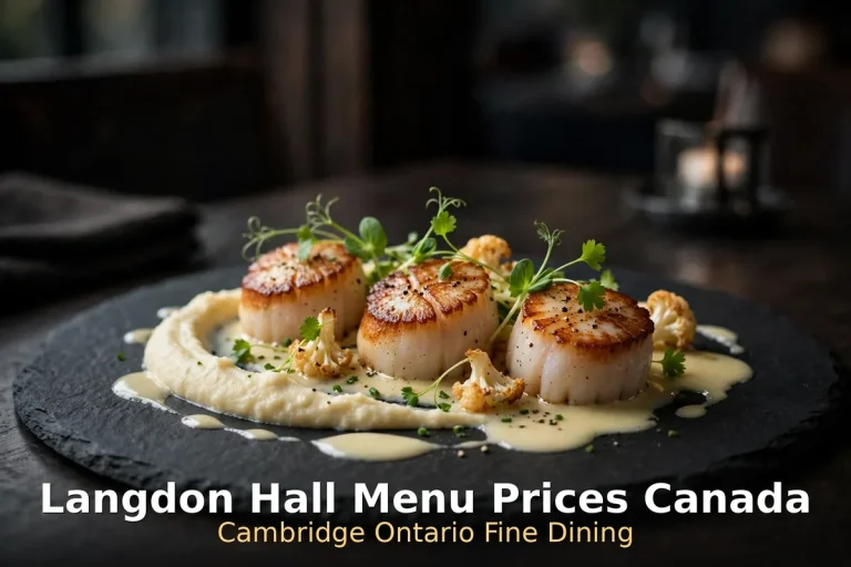 Langdon Hall menu prices Canada - seared sea scallop dish with fine dining plating, Langdon Hall menu prices