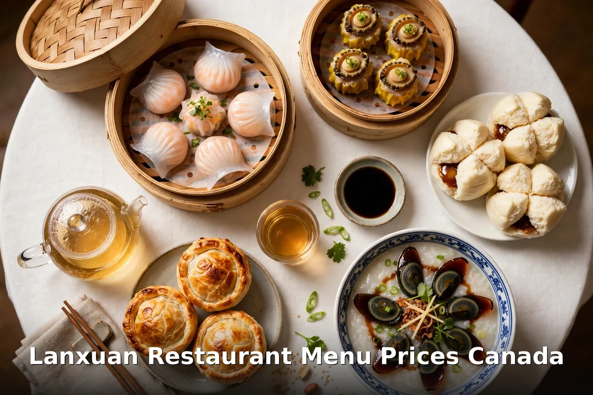 Lanxuan Restaurant menu prices Canada 2026: steamed dim sum platter with har gow, siu mai and congee in Richmond BC, lanxuan restaurant menu prices canada