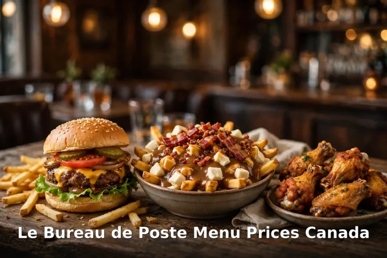 Le Bureau de Poste menu prices Canada, Quebec City bar food with burger, bacon poutine and crispy wings