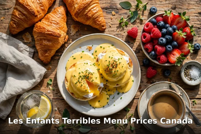 Les Enfants Terribles menu prices Canada 2026: French brunch spread at the Montreal rooftop brasserie