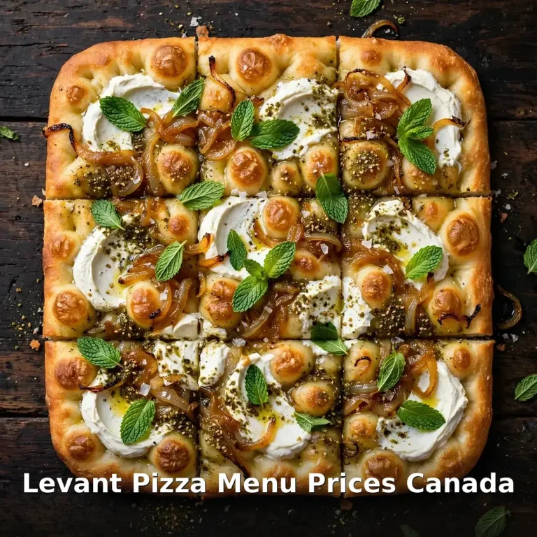 AI-generated Middle Eastern square focaccia pizza with za'atar, levant pizza prices canada 2026