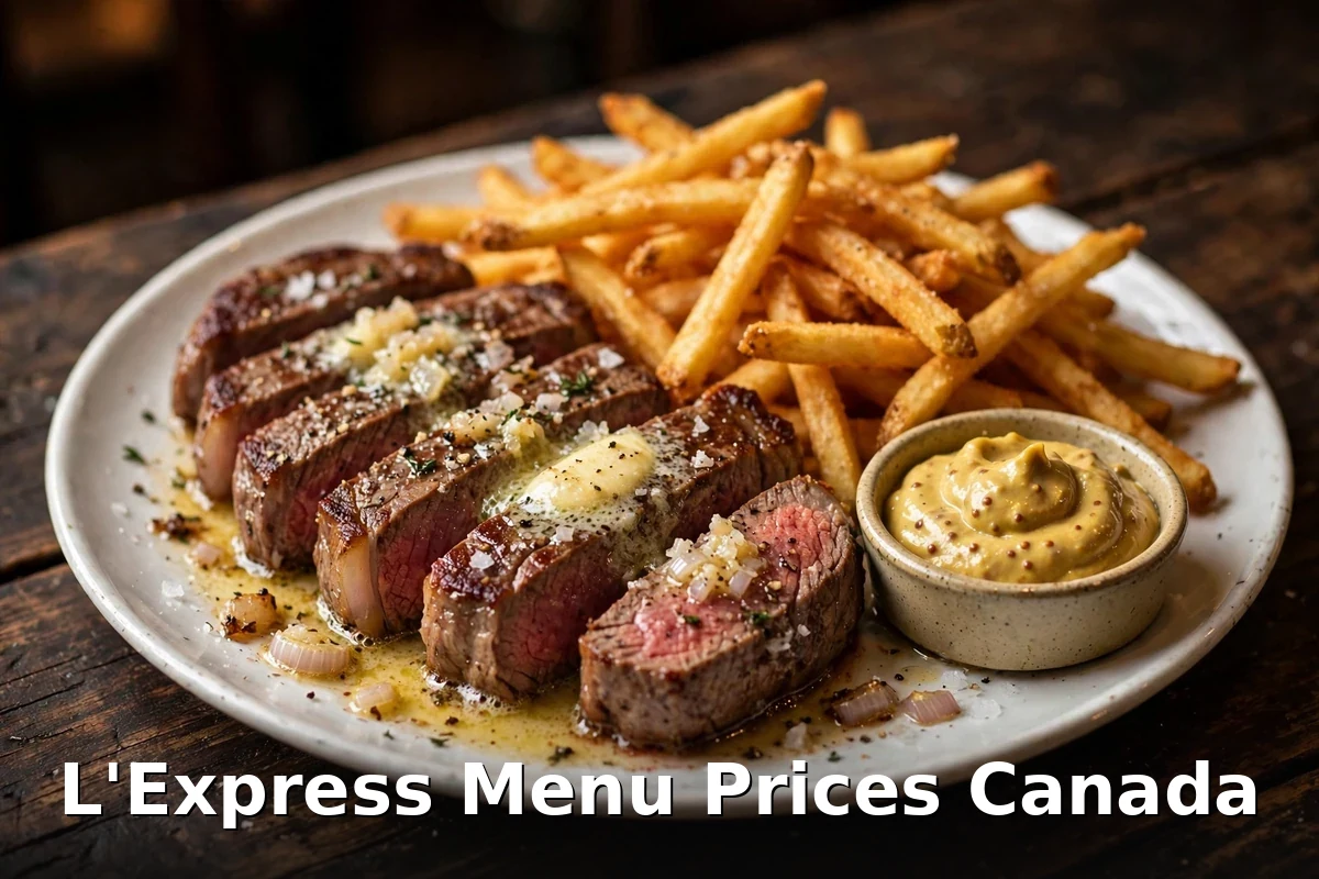 L'Express French bistro dishes including steak frites, lexpress french bistro food prices