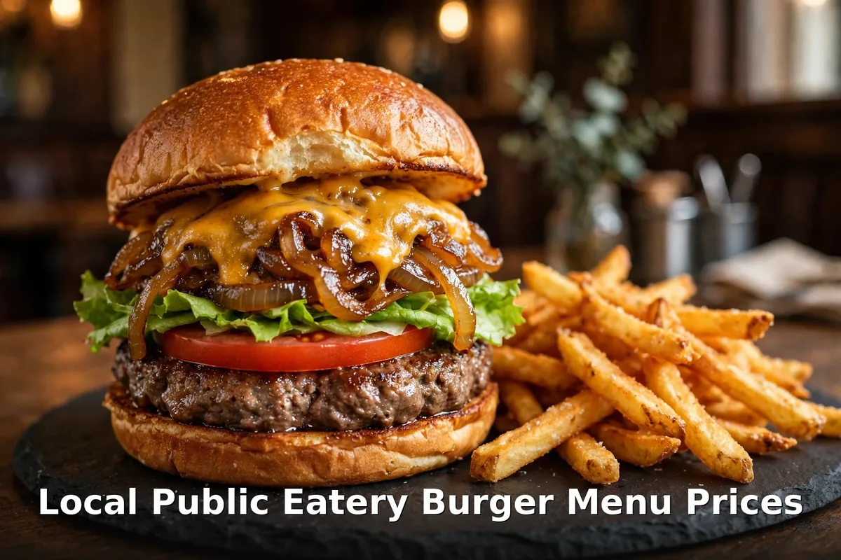 Local Public Eatery burger with fries, local public eatery burger menu prices