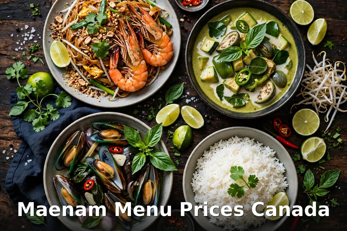 Modern Thai food spread at Maenam Vancouver, maenam menu prices canada 2026