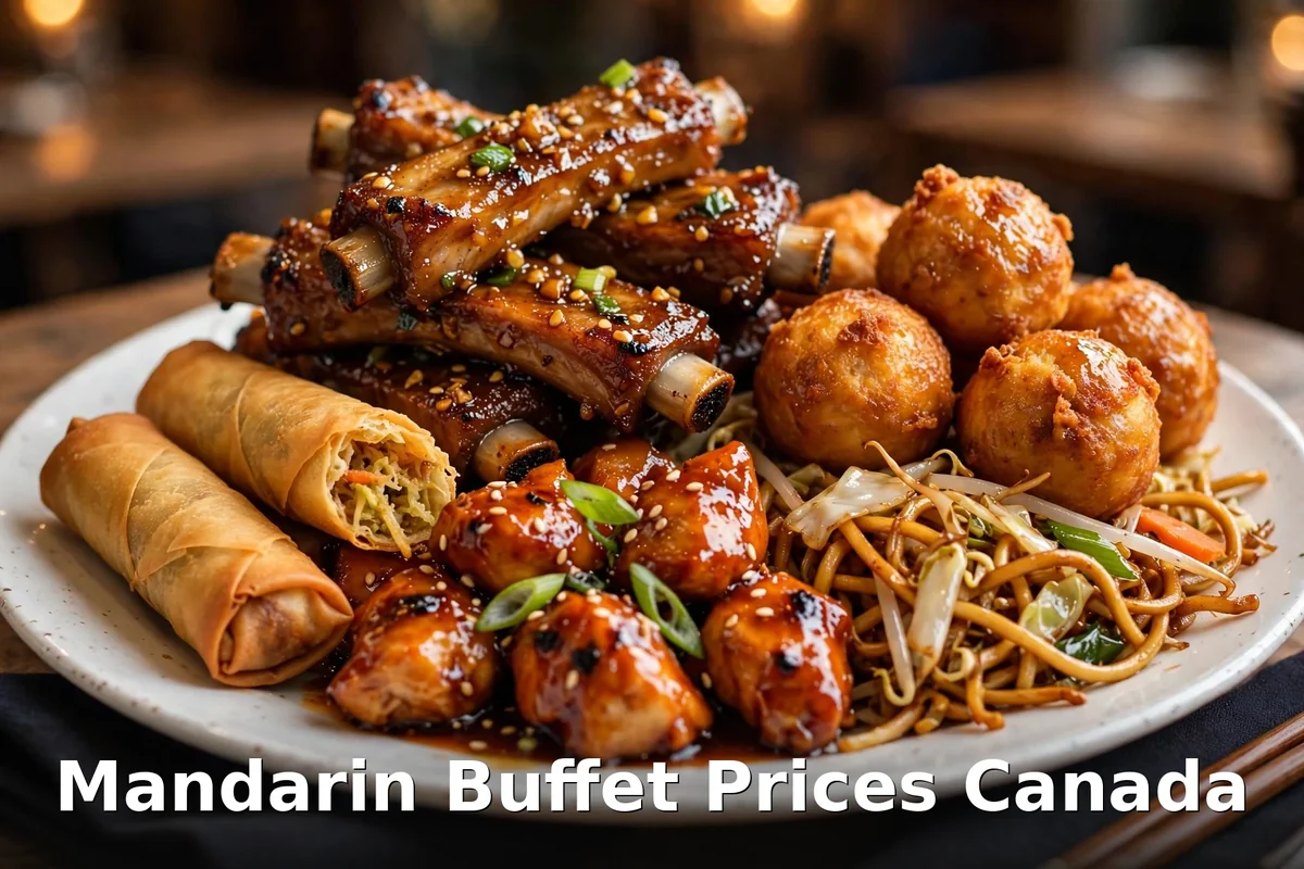 Mandarin buffet prices Canada: honey garlic spareribs, crispy chicken balls, spring rolls and chow mein at the all-you-can-eat buffet