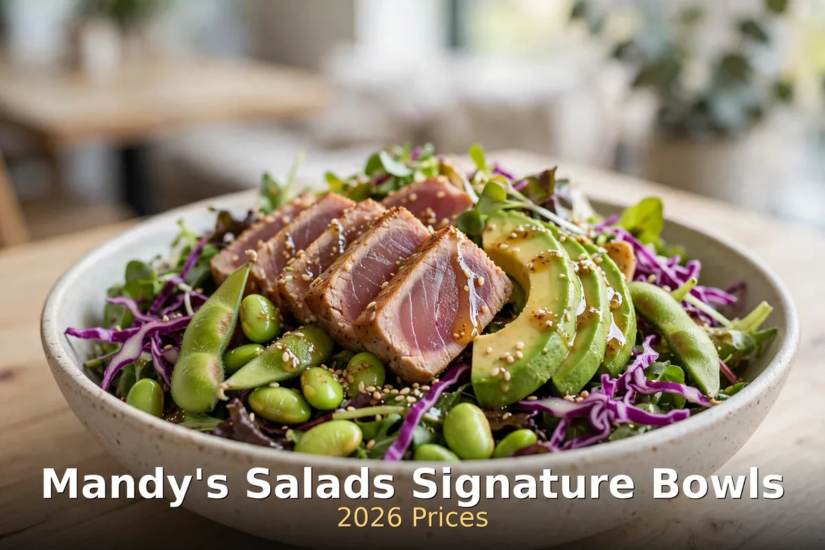 Mandy's Salads seared tuna salad bowl with avocado and edamame, mandy's salads menu prices canada