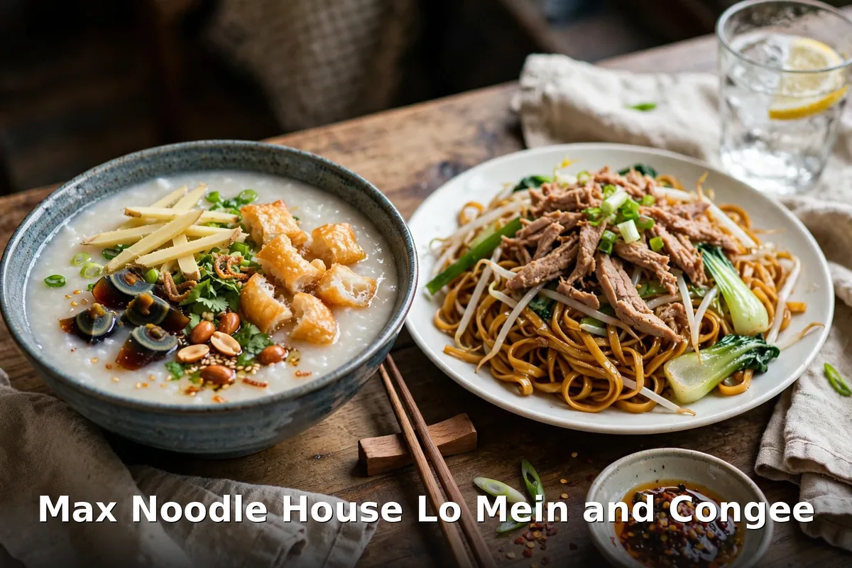 Max Noodle House congee and lo-mein dishes, Max Noodle House Cantonese noodle house Richmond BC