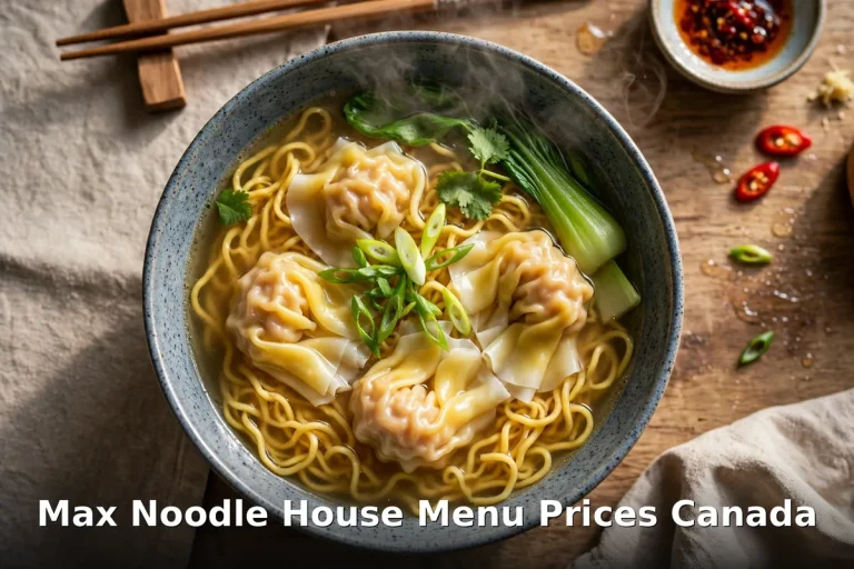 Max Noodle House wonton noodle soup, Max Noodle House menu prices Canada 2026