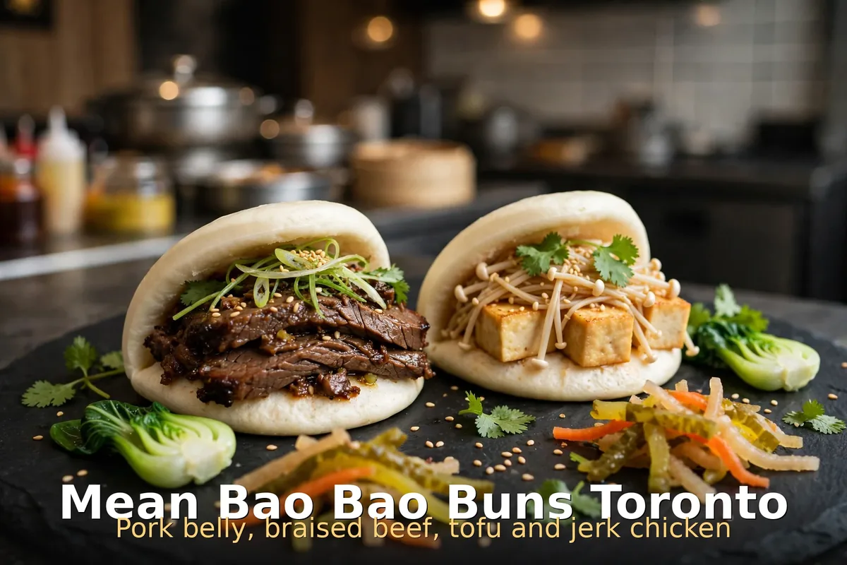 Pork belly bao with cucumber and hoisin at Mean Bao, mean bao pork belly bao price toronto