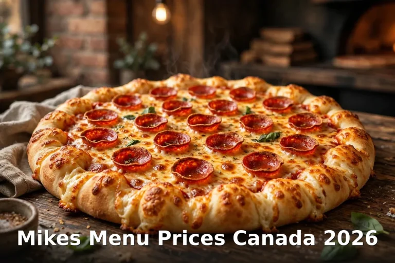 Mikes menu prices Canada 2026: appetizing pepperoni pizza with golden crust