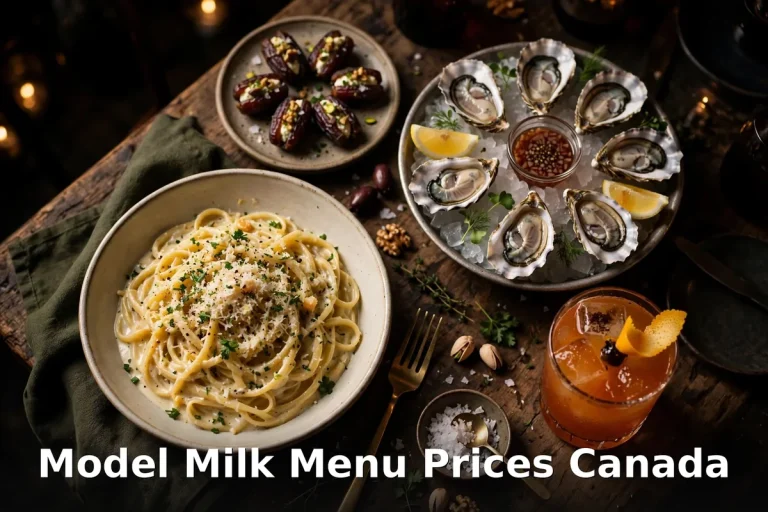 Fine dining spread at model milk calgary, model milk menu prices canada 2026