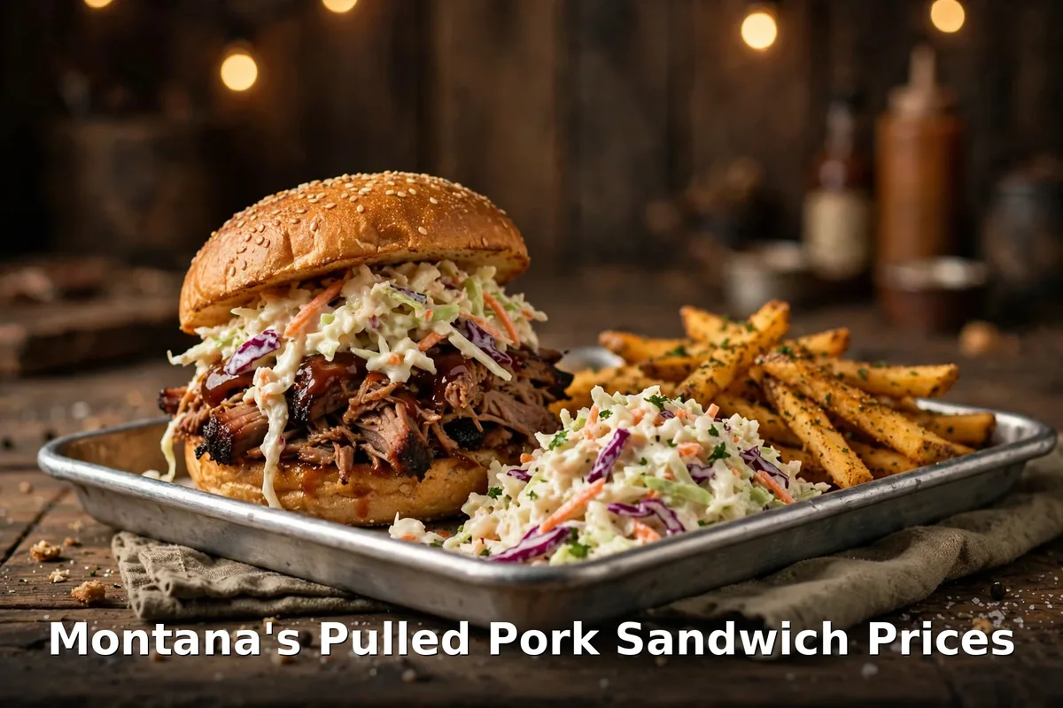 Montana's hand-helds prices Canada 2026: pulled pork sandwich with coleslaw and seasoned fries