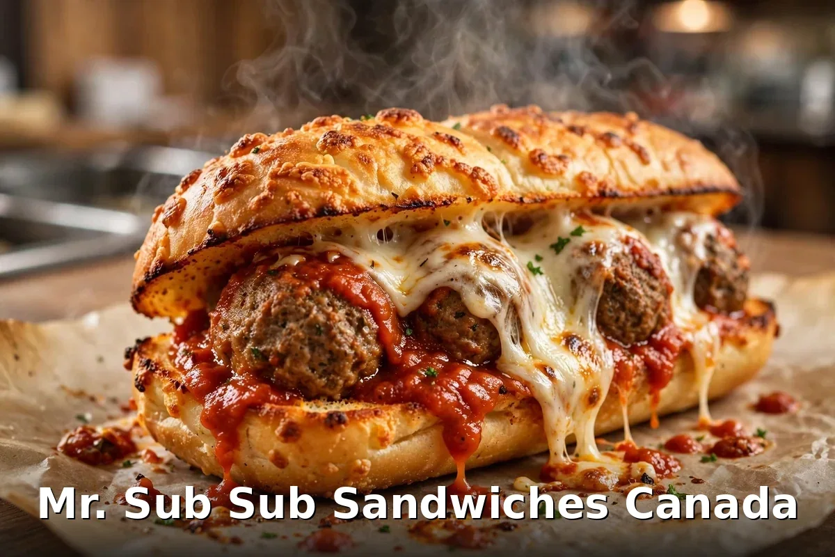 Mr. Sub steak and cheese sub close-up with melted cheese, mr sub steak and cheese price canada
