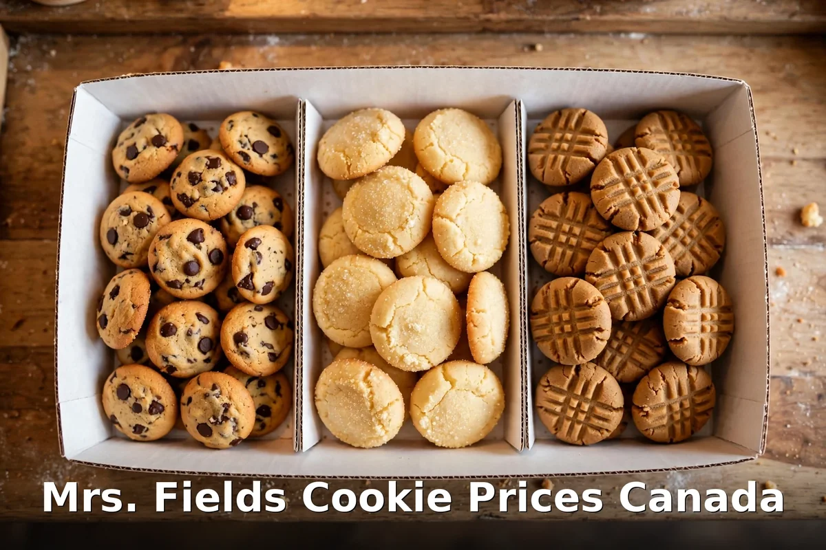 Mrs. Fields cookie prices Canada: box of cookie nibblers and peanut butter cookies