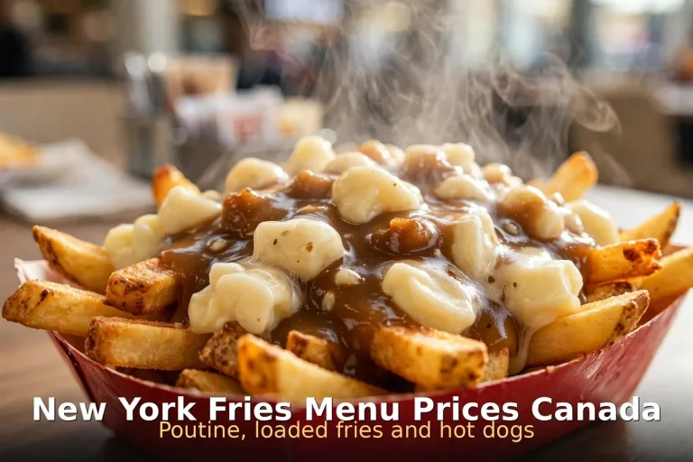 New York Fries menu prices: steaming classic poutine with cheese curds and gravy