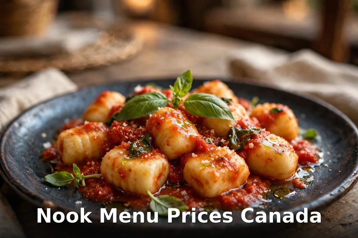 House-made gnocchi pomodoro with fresh basil, Nook gnocchi pomodoro menu prices Canada