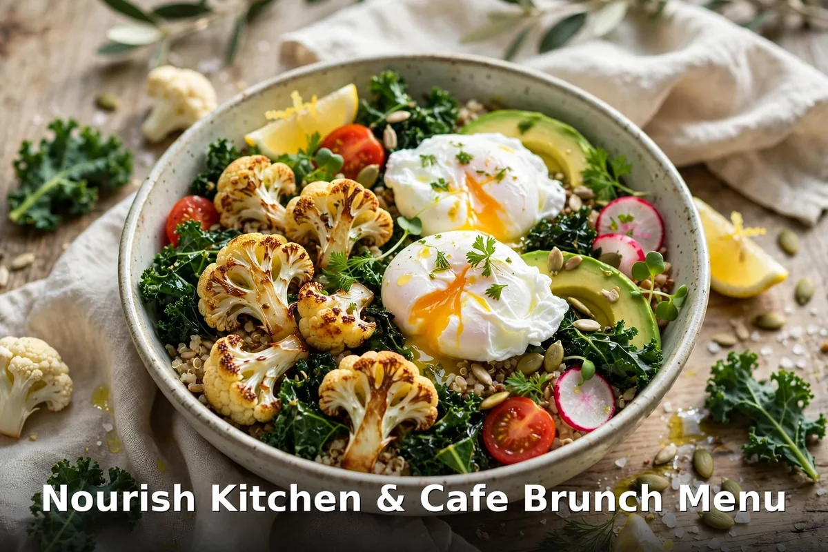 Vegetable-forward brunch plate at Nourish Kitchen & Cafe Victoria BC, Nourish Kitchen and Cafe brunch prices