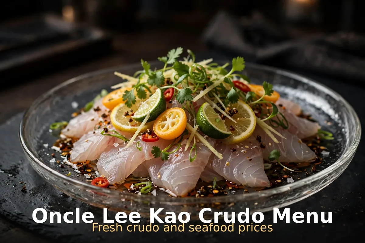Oncle Lee Kao seafood menu prices: fresh crudos with lime, coriander and chili, modern Chinese shareable seafood