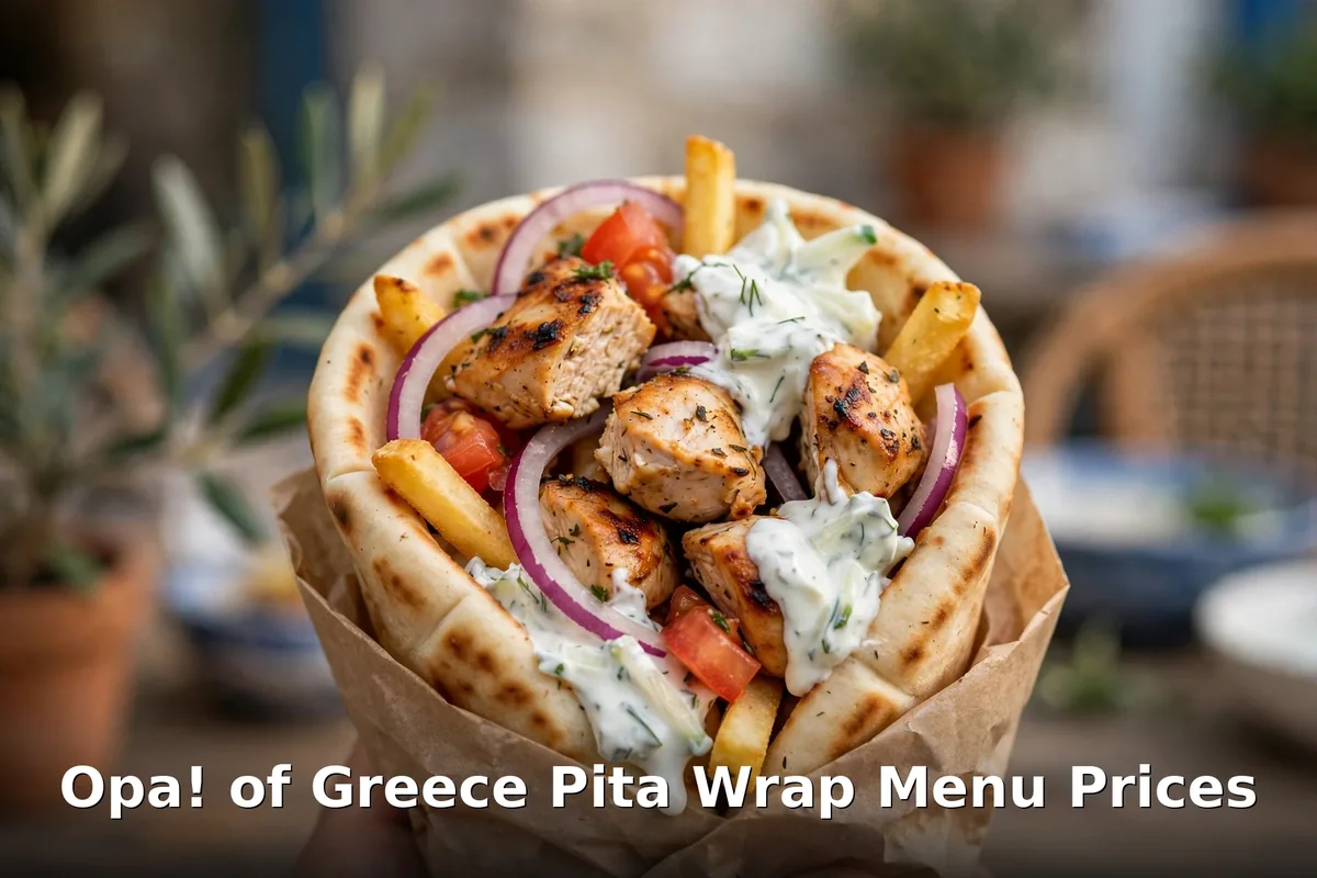 Opa! of Greece souvlaki skewers and pita wrap, opa of greece menu prices canada 2026