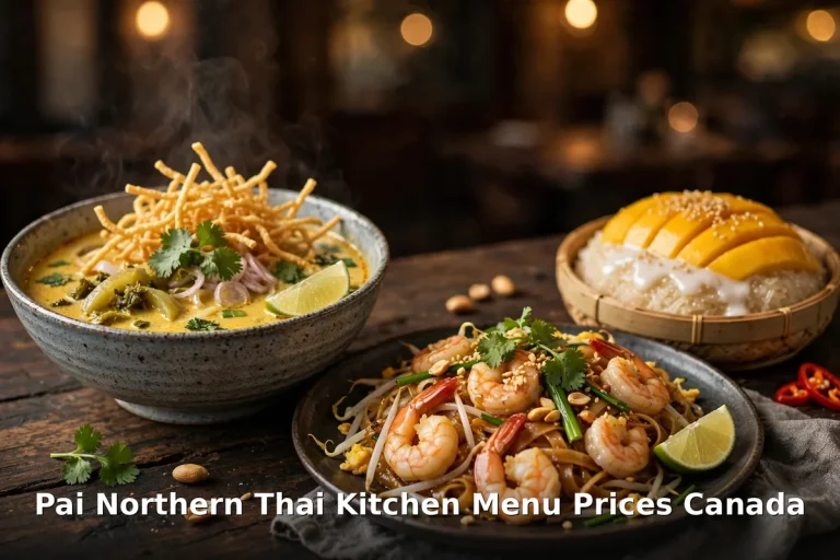 Pai Northern Thai Kitchen menu prices Canada 2026, AI photo of Northern Thai food with khao soi
