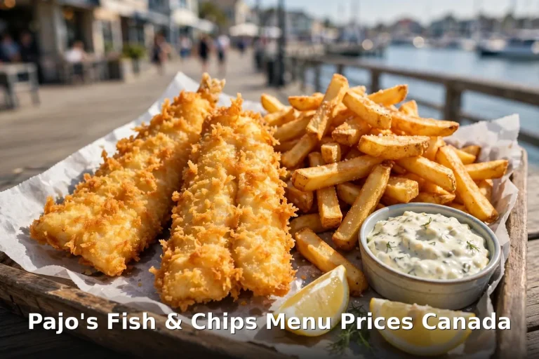 Pajo's Fish and Chips menu prices Canada 2026, golden tempura fish and chips with bottomless fries