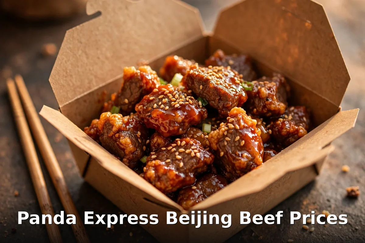 Crispy Beijing Beef in a takeout box at Panda Express, panda express beijing beef menu prices canada