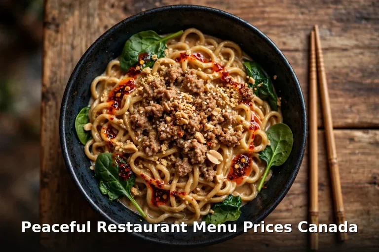 Peaceful Restaurant menu prices Canada 2026: hand-pulled northern Chinese noodles with dan-dan noodles and beef rolls