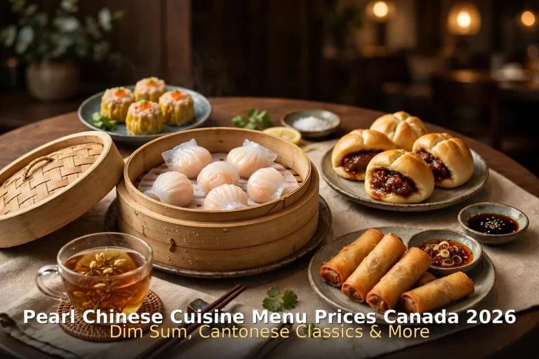 Dim sum spread with shrimp dumplings and BBQ pork buns at Pearl Chinese Cuisine, pearl chinese cuisine prices canada 2026