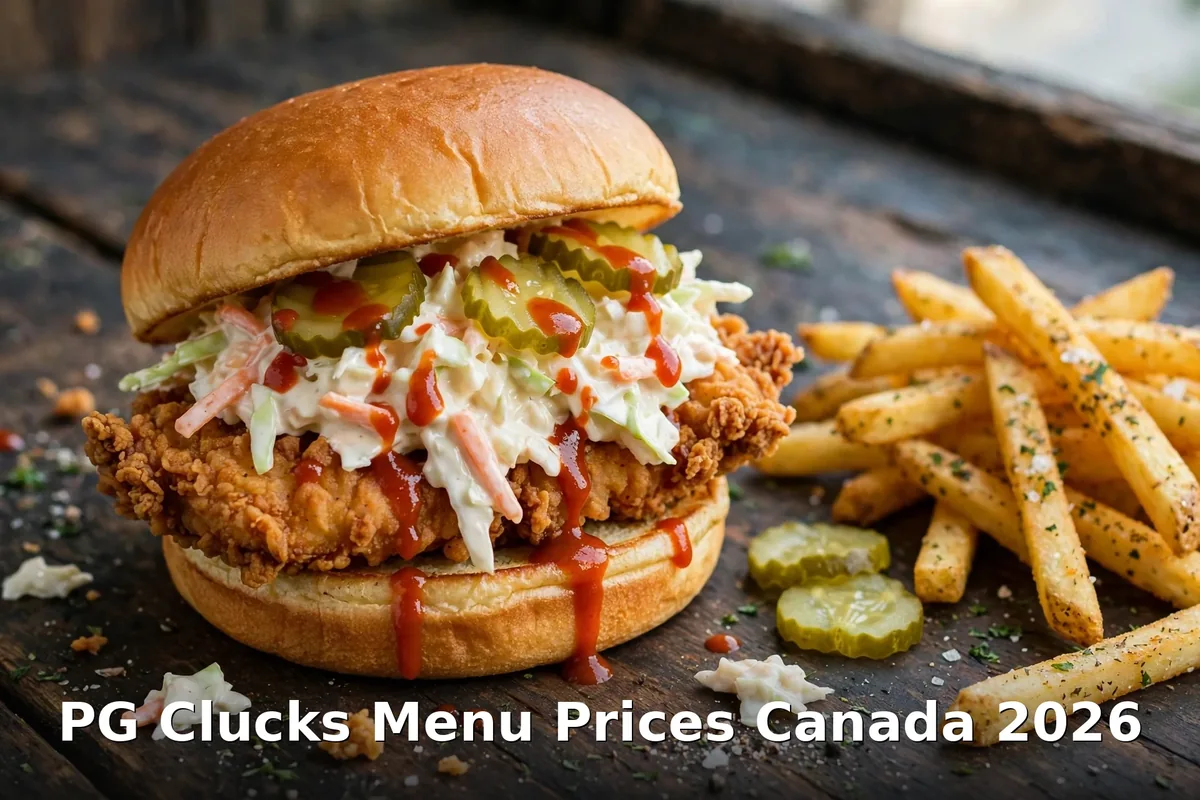 PG Clucks Menu Prices Canada 2026 - hot chicken sandwich