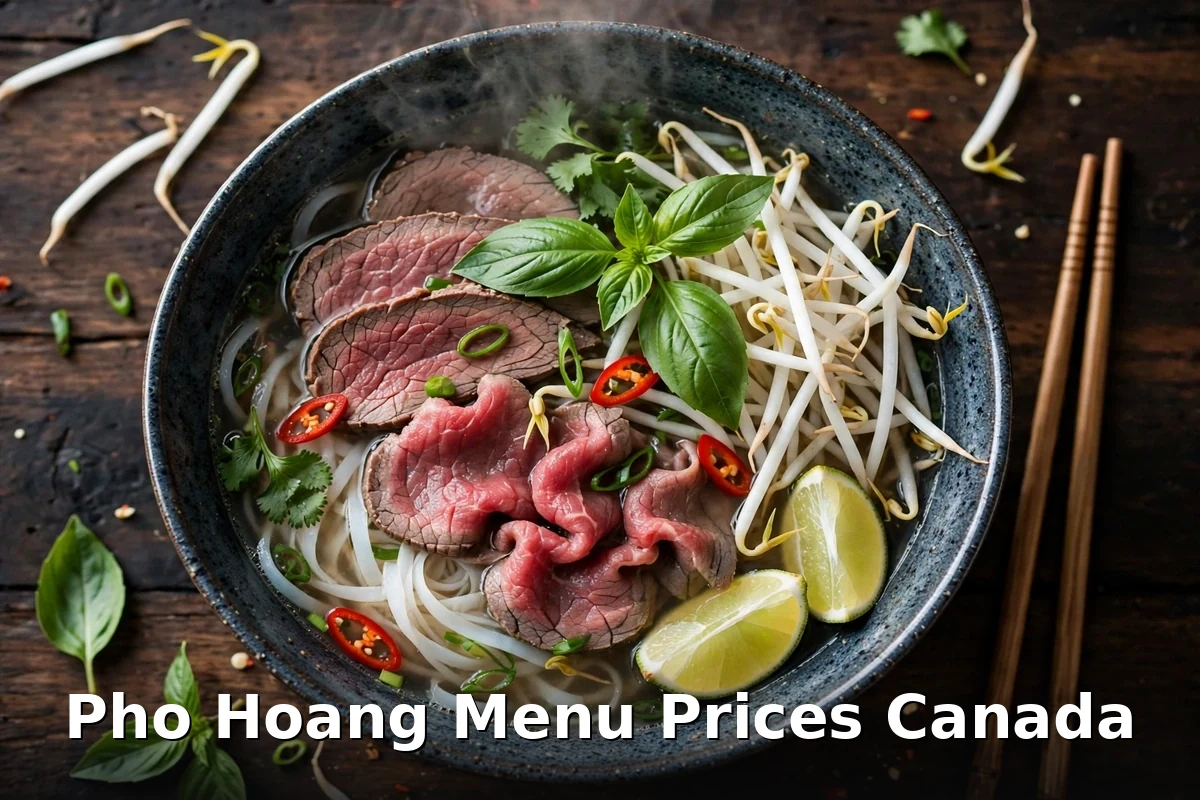 Pho Hoang Vietnamese pho bowl spread, Pho Hoang menu prices Canada