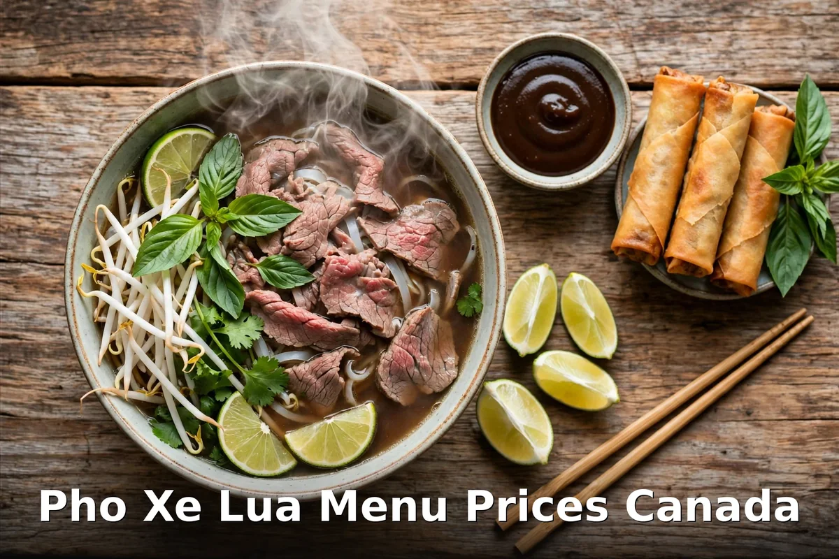 Pho Xe Lua menu prices Canada - rare beef pho with spring rolls
