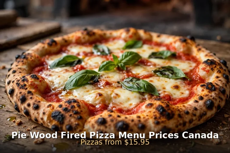 pie wood fired pizza menu prices Canada 2026: AI-generated wood-fired margherita pizza, Pie Wood Fired Pizza Menu Prices Canada
