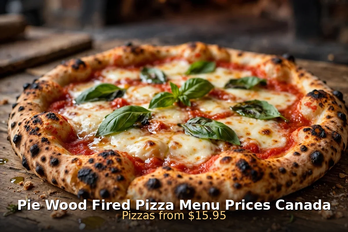 pie wood fired pizza menu prices Canada 2026: AI-generated wood-fired margherita pizza, Pie Wood Fired Pizza Menu Prices Canada