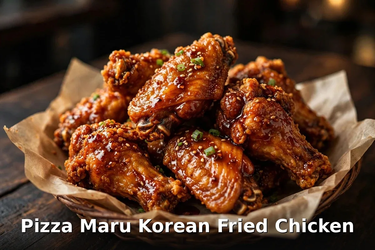 pizza maru menu prices, crispy Korean fried chicken wings with dipping sauce, a pound for $16.40 CAD