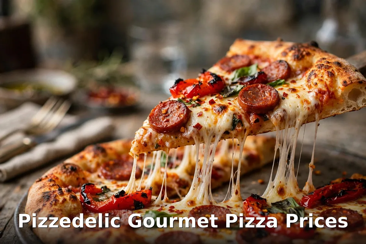 Pizzedelic truffle and bocconcini pizza with mushrooms and prosciutto chips, pizzedelic gourmet pizza menu prices