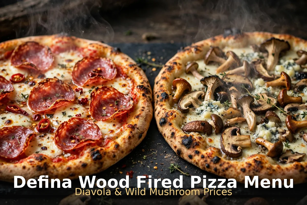 pizzeria defina menu prices, Pizzeria Defina wood-fired Margherita pizza with leopard-spotted crust