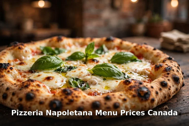 Pizzeria Napoletana menu prices Canada 2026 featured: AI-generated Neapolitan margherita pizza with PIL keyword overlay