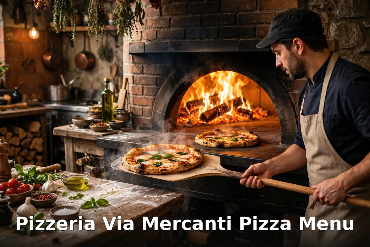 Neapolitan pizza baking in a wood-fired oven at Pizzeria Via Mercanti, pizzeria via mercanti wood-fired pizza Toronto Ontario
